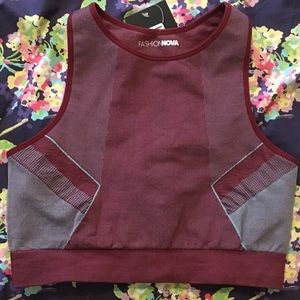 FashionNova Burgundy sports bra